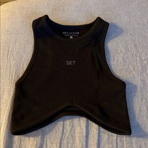 SET Active Black Ribbed Tank